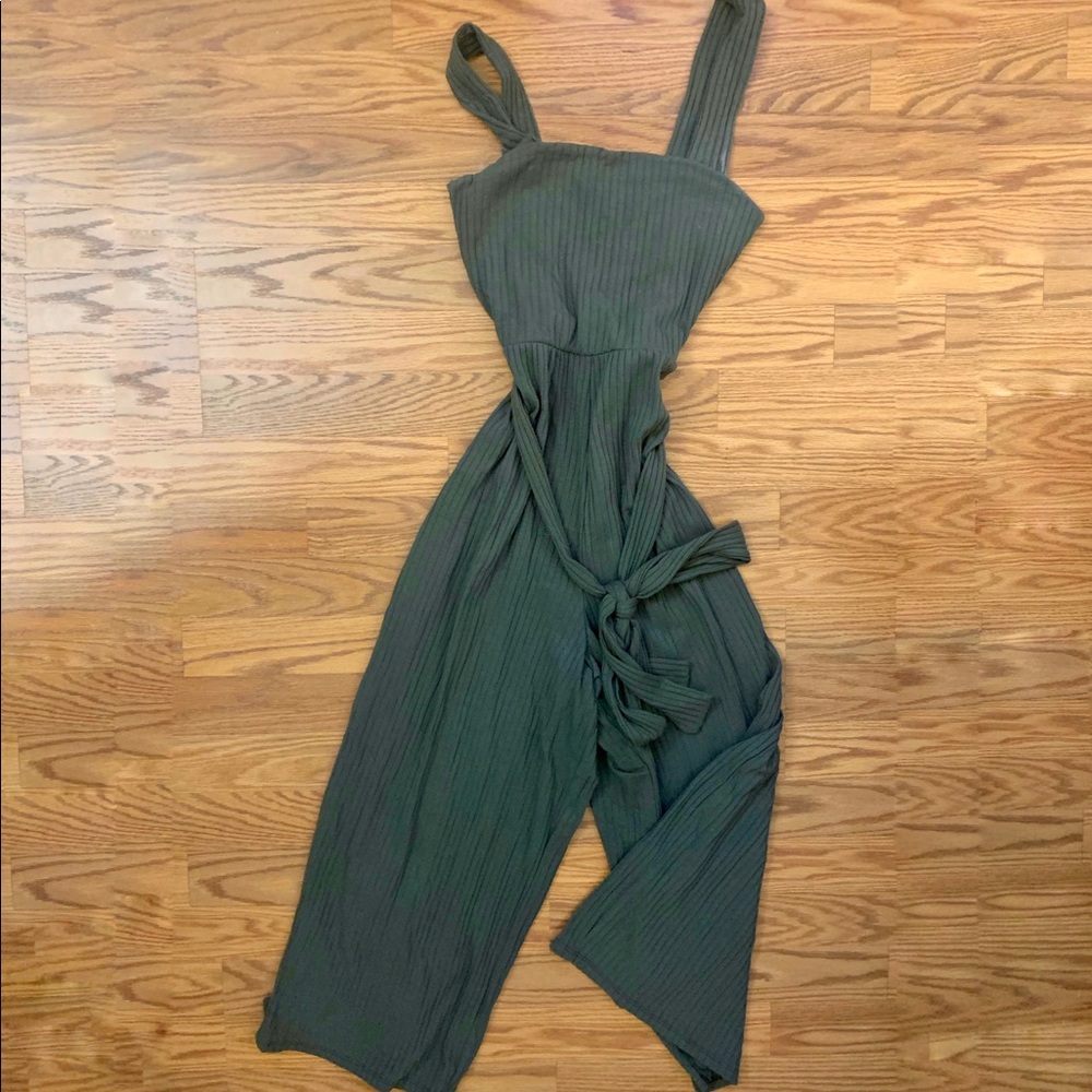 Green ribbed jumpsuit